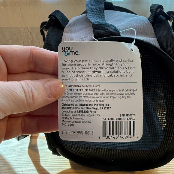 You & Me Small Animal Pet Carrier Black Mesh Travel Bag — New with Tag - Picture 3 of 8